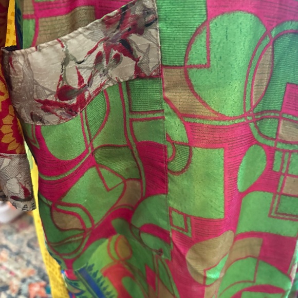 Multicolor Vintage Kimono Made From Repurposed Indian Silk - Picture 4 of 7